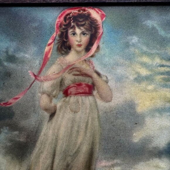 Vtg Blue Boy Thomas Gainsborough Pinkie Lawrence Raised Prints Wood Carved Frame - Picture 10 of 14